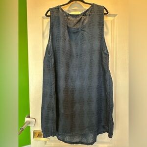 FLAX Plus Size Sleeveless Navy Textured Tank Dress